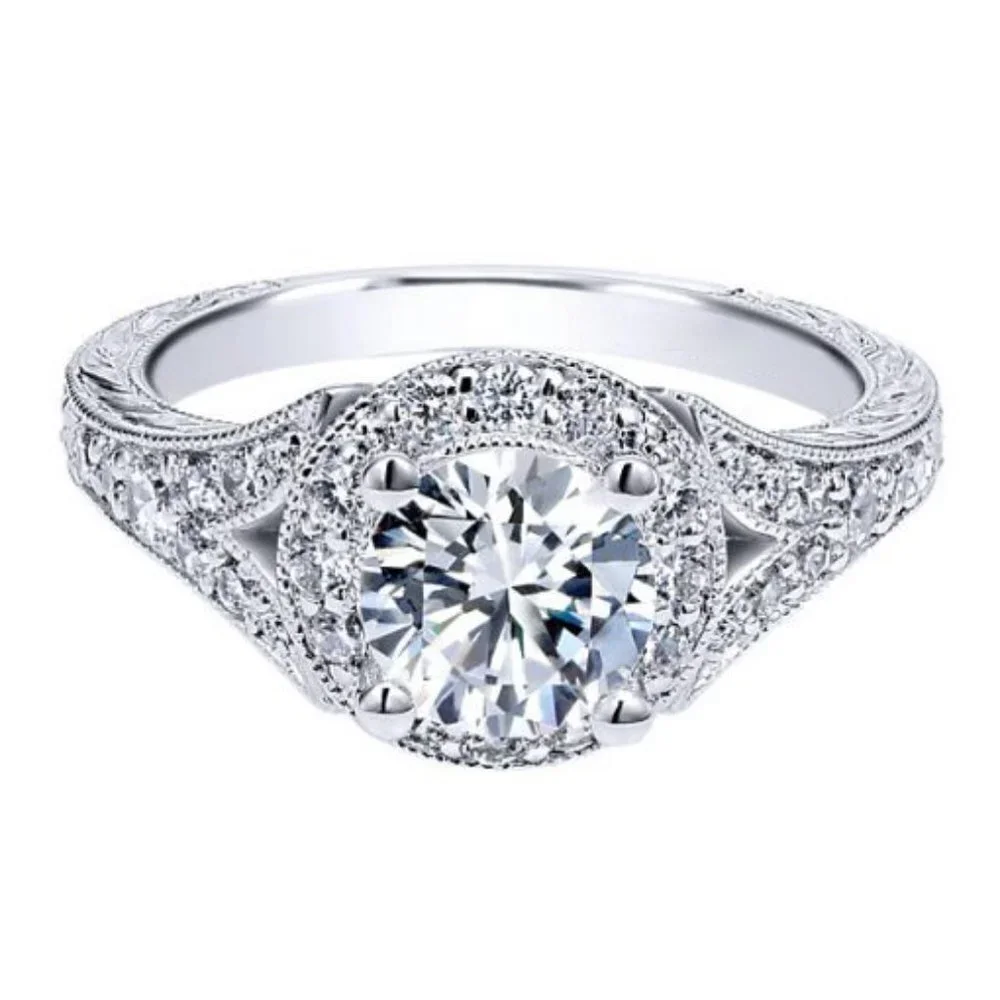 😍Round Shiny CZ Noble Silver Wedding/Engagement Ring for Women, K808